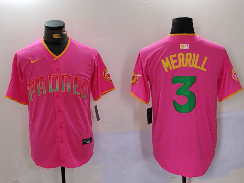 Men San Diego Padres #3 Merrill Pink Joint Name 2024 Nike MLB Jersey style 1->san diego padres->MLB Jersey